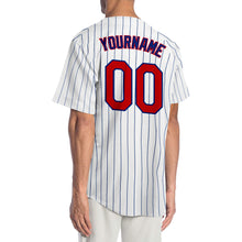 Load image into Gallery viewer, Custom White Royal Pinstripe Red-Royal Authentic Baseball Jersey
