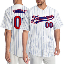 Load image into Gallery viewer, Custom White Royal Pinstripe Red-Royal Authentic Baseball Jersey
