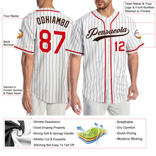 Laden Sie das Bild in den Galerie-Viewer, Custom White Brown Pinstripe Red-Brown Authentic Baseball Jersey
