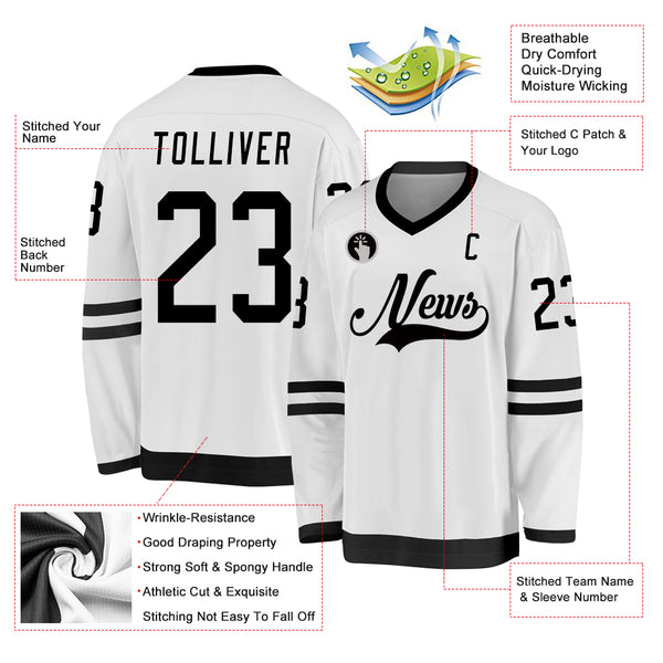 Custom Hockey Jerseys with A Nationals Twill Logo Youth XL / (name and Number on Back and Sleeves) / White