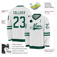 Load image into Gallery viewer, Custom White Green Hockey Jersey
