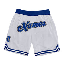 Laden Sie das Bild in den Galerie-Viewer, Custom White Royal-Gray Authentic Throwback Basketball Shorts
