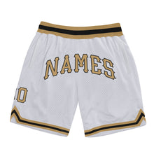 Charger l&#39;image dans la galerie, Custom White Old Gold-Black Authentic Throwback Basketball Shorts
