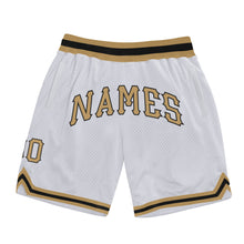 Load image into Gallery viewer, Custom White Old Gold-Black Authentic Throwback Basketball Shorts
