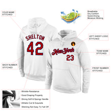 Load image into Gallery viewer, Custom Stitched White Red-Navy Sports Pullover Sweatshirt Hoodie

