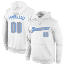 Load image into Gallery viewer, Custom Stitched White Gray-Light Blue Sports Pullover Sweatshirt Hoodie

