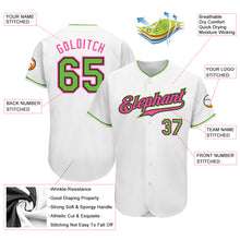 Load image into Gallery viewer, Custom White Neon Green-Pink Authentic Baseball Jersey
