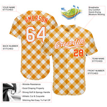 Laden Sie das Bild in den Galerie-Viewer, Custom White White-Orange 3D Pattern Design Orange Plaid Authentic Baseball Jersey
