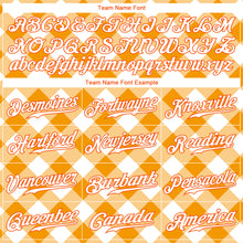 Load image into Gallery viewer, Custom White White-Orange 3D Pattern Design Orange Plaid Authentic Baseball Jersey
