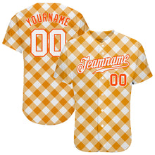 Laden Sie das Bild in den Galerie-Viewer, Custom White White-Orange 3D Pattern Design Orange Plaid Authentic Baseball Jersey

