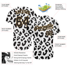 Load image into Gallery viewer, Custom White Black-Old Gold 3D Pattern Design Leopard Authentic Baseball Jersey
