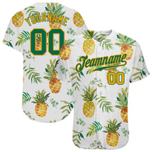 Load image into Gallery viewer, Custom White Kelly Green-Gold 3D Pattern Design Pineapples Authentic Baseball Jersey
