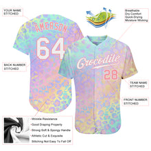 Load image into Gallery viewer, Custom White White-Medium Pink 3D Pattern Design Leopard Authentic Baseball Jersey

