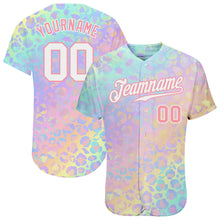 Load image into Gallery viewer, Custom White White-Medium Pink 3D Pattern Design Leopard Authentic Baseball Jersey
