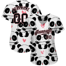Load image into Gallery viewer, Custom White Black-Medium Pink 3D Pattern Design Pandas Authentic Baseball Jersey

