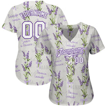 Laden Sie das Bild in den Galerie-Viewer, Custom White White-Purple 3D Pattern Design Lavenders Authentic Baseball Jersey
