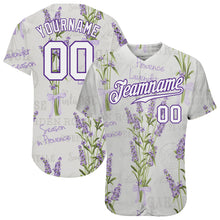 Laden Sie das Bild in den Galerie-Viewer, Custom White White-Purple 3D Pattern Design Lavenders Authentic Baseball Jersey
