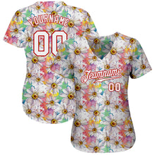Load image into Gallery viewer, Custom White White-Red 3D Pattern Design Daisy Authentic Baseball Jersey
