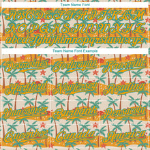Laden Sie das Bild in den Galerie-Viewer, Custom White Gold-Teal 3D Pattern Design Hawaii Palm Trees Authentic Baseball Jersey
