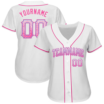 Custom White Pink-Light Blue Authentic Drift Fashion Baseball Jersey