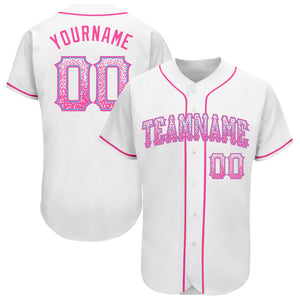 Custom White Pink-Light Blue Authentic Drift Fashion Baseball Jersey