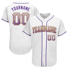 Load image into Gallery viewer, Custom White Purple-Gold Authentic Drift Fashion Baseball Jersey
