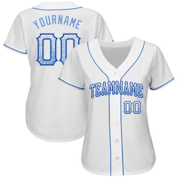 Custom White Light Blue-Royal Authentic Drift Fashion Baseball Jersey