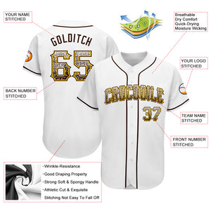 Custom White Brown-Gold Authentic Drift Fashion Baseball Jersey