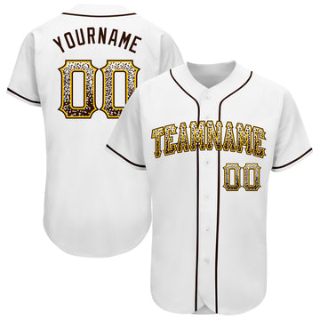 Custom White Brown-Gold Authentic Drift Fashion Baseball Jersey