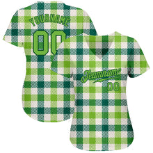 Load image into Gallery viewer, Custom White Neon Green-Green 3D Pattern Design Authentic St. Patrick&#39;s Day Baseball Jersey
