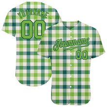 Load image into Gallery viewer, Custom White Neon Green-Green 3D Pattern Design Authentic St. Patrick&#39;s Day Baseball Jersey
