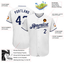 Load image into Gallery viewer, Custom White Navy-Gray Authentic Baseball Jersey
