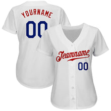 Laden Sie das Bild in den Galerie-Viewer, Custom White Royal-Red Authentic Baseball Jersey
