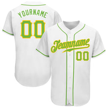 Laden Sie das Bild in den Galerie-Viewer, Custom White Neon Green-Gold Authentic Baseball Jersey
