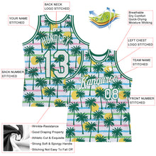 Laden Sie das Bild in den Galerie-Viewer, Custom White White-Kelly Green 3D Pattern Hawaii Palm Trees Authentic Basketball Jersey
